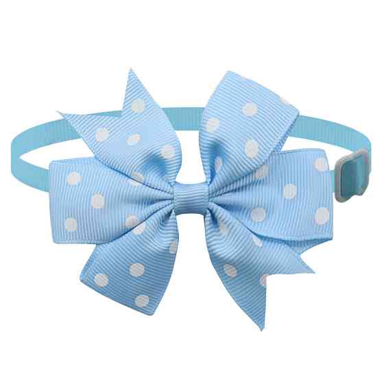 Бантик на шею для собак и котов в горошек one size голубо-белый Киев