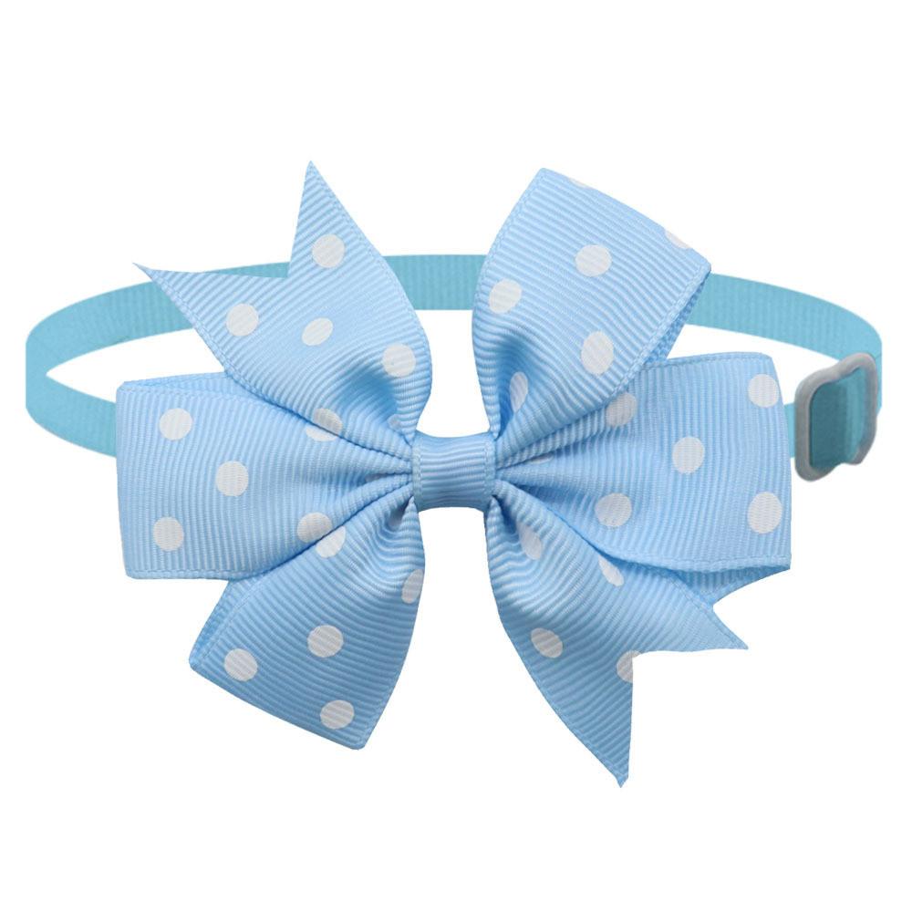 Бантик на шию для собак та котів в горох one size блакитно-білий Київ - фото 1