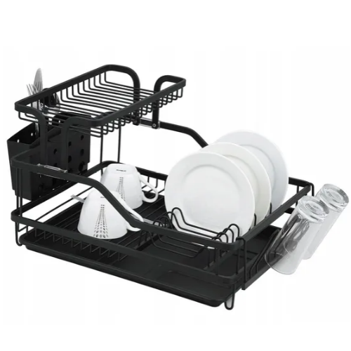 Сушарка для посуду 57,5*35*27,5см з піддоном алюміній чорний 750 KAMILLE Житомир - изображение 3