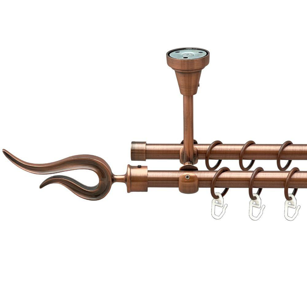 Карниз Orvit Віоло металевий дворядний відкритий до стелі гладка труба кільце металеве Мідь 16\16 мм 160 см Львов - изображение 1