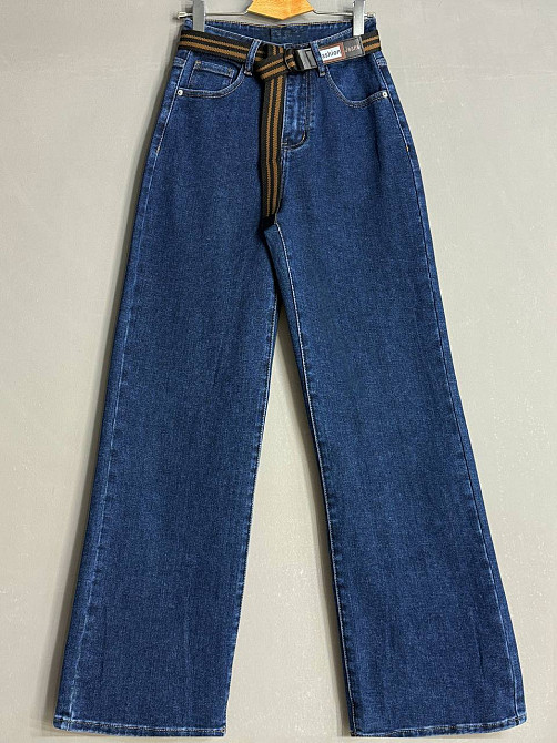 Джинсы женские Derun 8198-8170 палаццо прямые с ремнем синие, синий, 26, 26, 70 см, 96 см Киев - изображение 14