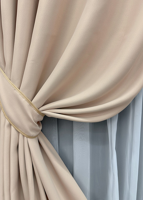 Комплект готовых штор VR-Textil Блекаут Bagema Rvs № 1700ш Бежевый 150х295 см 2 шт (33-0626) Киев - изображение 5