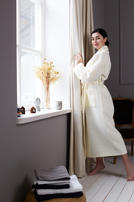 Жіночий халат вафельний Ideal Textile довгий ваніль (56860406) XL Чернівці - фото 6