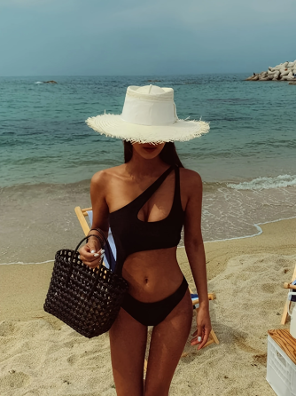 Купальник жіночий здельний напіввідкритий монокіні Чорний L Харків