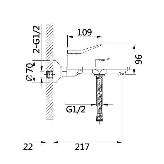 Змішувач для ванни Qtap Presto (з душовим гарнітуром) QTPRE259GRP45584 Graphite Київ