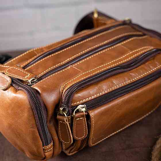 Сумка на пояс объемная Vintage 14695 Коричневая Киев