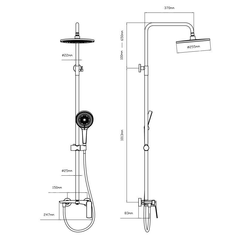 Душевая система для душа из латуни Qtap Slavonice на два потребителя QTSLA110GMB45913 Gunmetal Black PVD Харьков - изображение 2