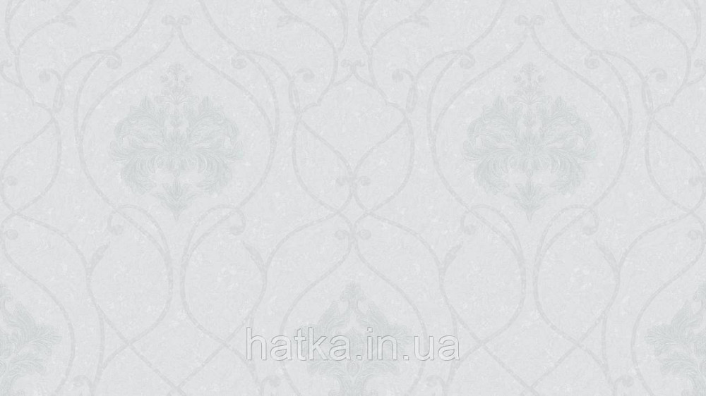 Шпалери метрові вінілові на флізеліні Sintra Classic класика вензеля завитки структурні сріблясті на білому 423202 Київ - фото 2