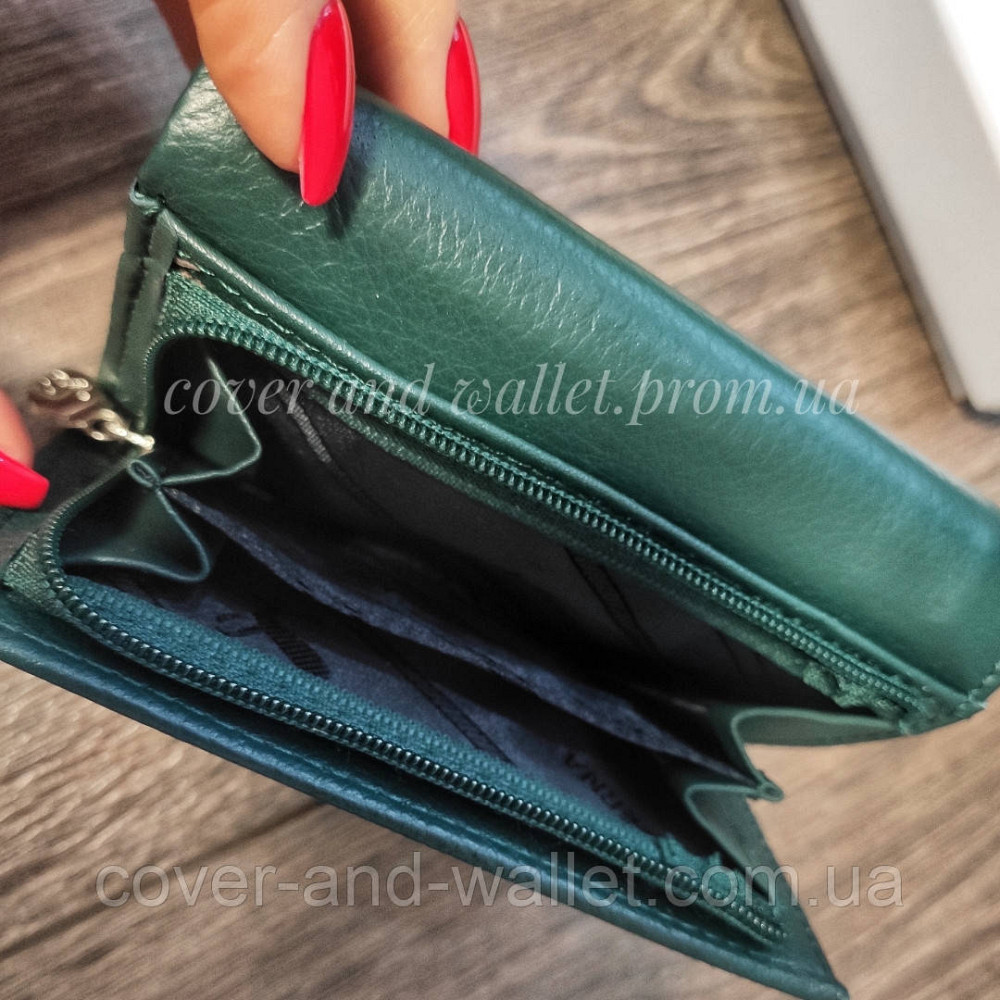 Компактний жіночий гаманець на магнітах зеленого кольору Marco Coverna MC-1419 Київ - фото 5