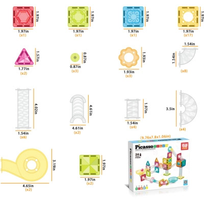 Конструктор Picasso магнітний Tiles Mini Diamond Marble Run Track Set 60 деталей (817338028299) Вінниця - фото 3