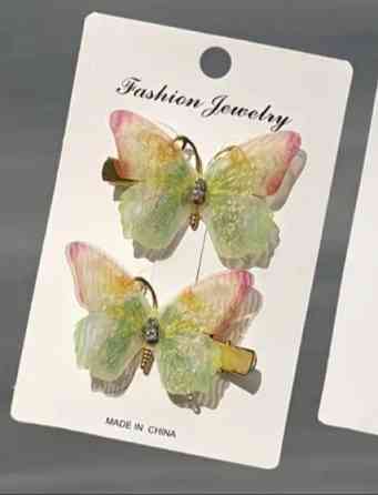 Комплект шпильок "Метелики" 2 шт. Зелений Сміла