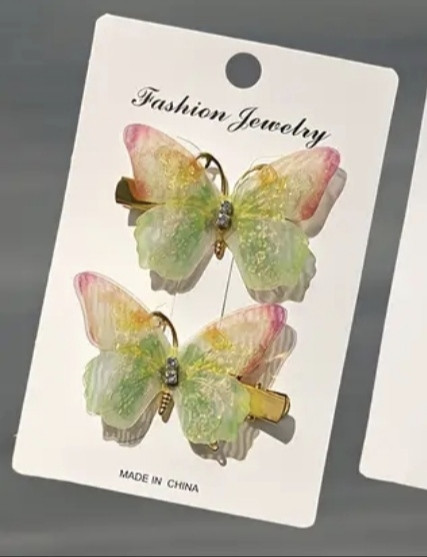 Комплект шпильок "Метелики" 2 шт. Зелений Сміла - фото 2