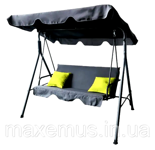 Садовые качели Botro B703 A с навесом и подушками качели для сада и дачи серая с салатовыми подушками Мостиська - фото 11