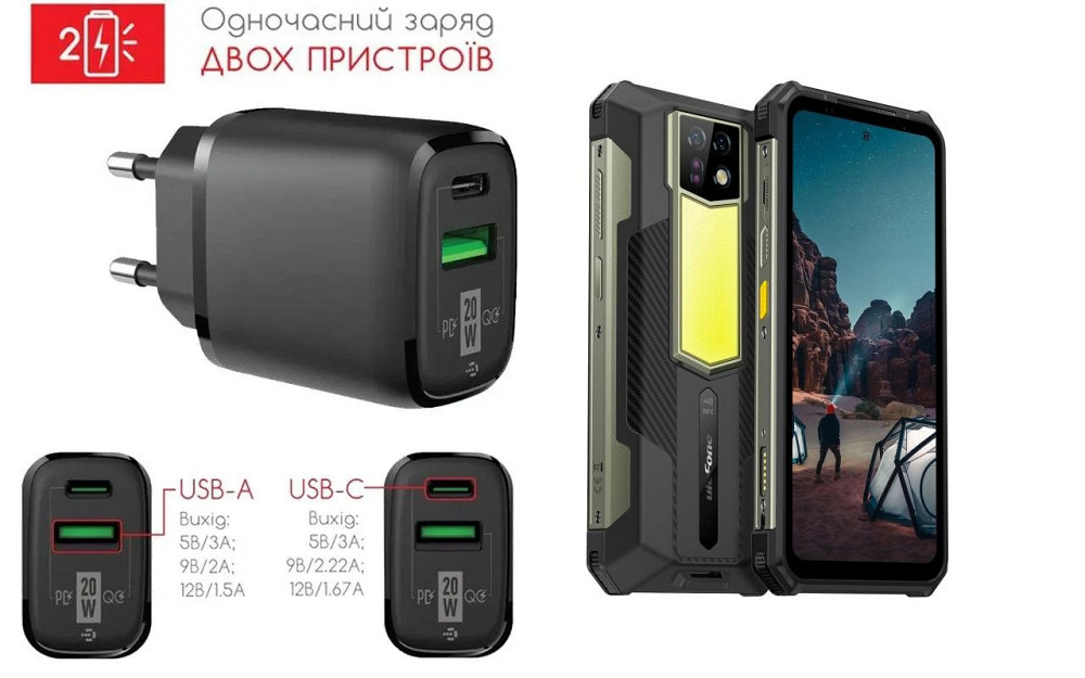 Сетевое зарядное устройство для Ulefone Power Armor 24, 20W 3A, Quick Charge 3.0 Киев - изображение 1
