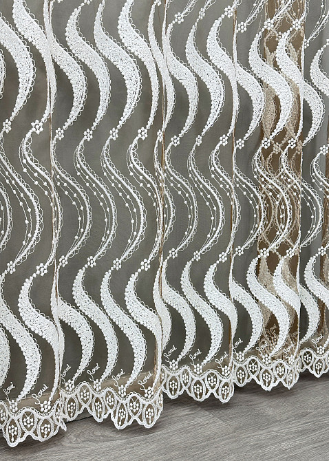 Тюль VR-Textil 1766т Фатин «Омбре» с вышивкой и люрексом Какао с белым 300х270 см (42-0772) Киев - изображение 8