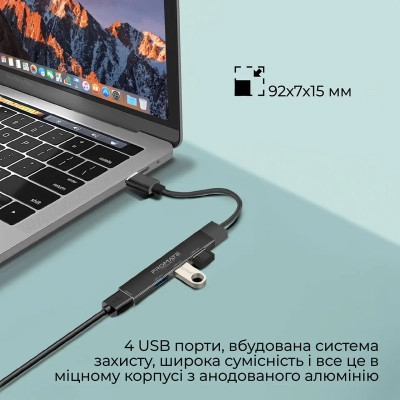 Концентратор Promate USB Hub 4 ports litehub-4.black (litehub-4.black) Винница - изображение 7