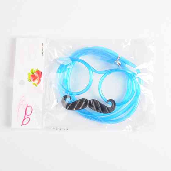 Окуляри трубочка дитячі з вусами для пиття one size блакитний Київ