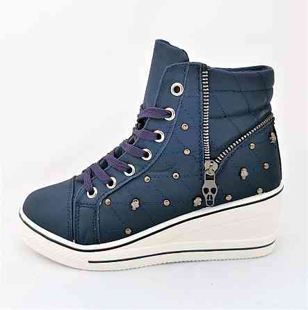 Жіночі Снікери Кросовки на Танкетці Сині Слітони Мокасини на Платформі (розміри: 37,38,39) Дніпро