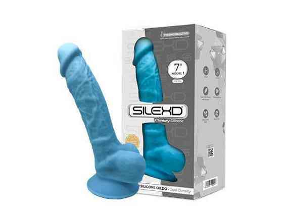 Фалоімітатор SilexD Johnny Blue (MODEL 1 size 7in), двошаровий, силікон+Silexpan, діаметр 3,8 см Sex Aura Київ