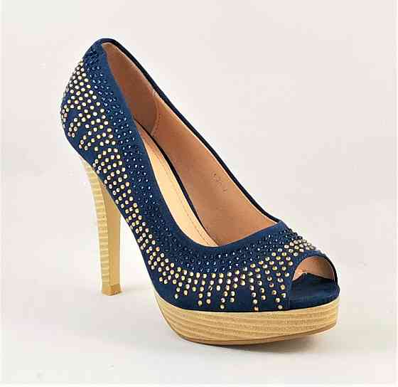 Жіночі Сині Туфлі на Каблуку Шпильке Замшеві Модельні (розміри: 36,37,38,39,40) — 35-7 Дніпро