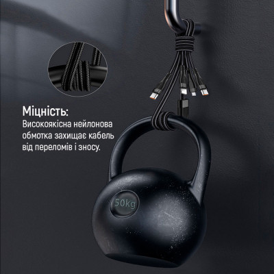 Дата кабель USB 2.0 AM to Lightning + Micro 5P + USB-C 1.2m 3.0A (PD60W data) Black ColorWay (CW-CBPDU3060-BK) Винница - изображение 5