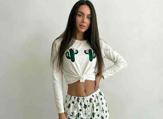 Жіноча піжама-двійка: топ і шорти з трикотажу Білий, 40 Одеса