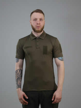 Футболка поло олива Cool max тактическая мужская с шевронами для военных и службы Львов