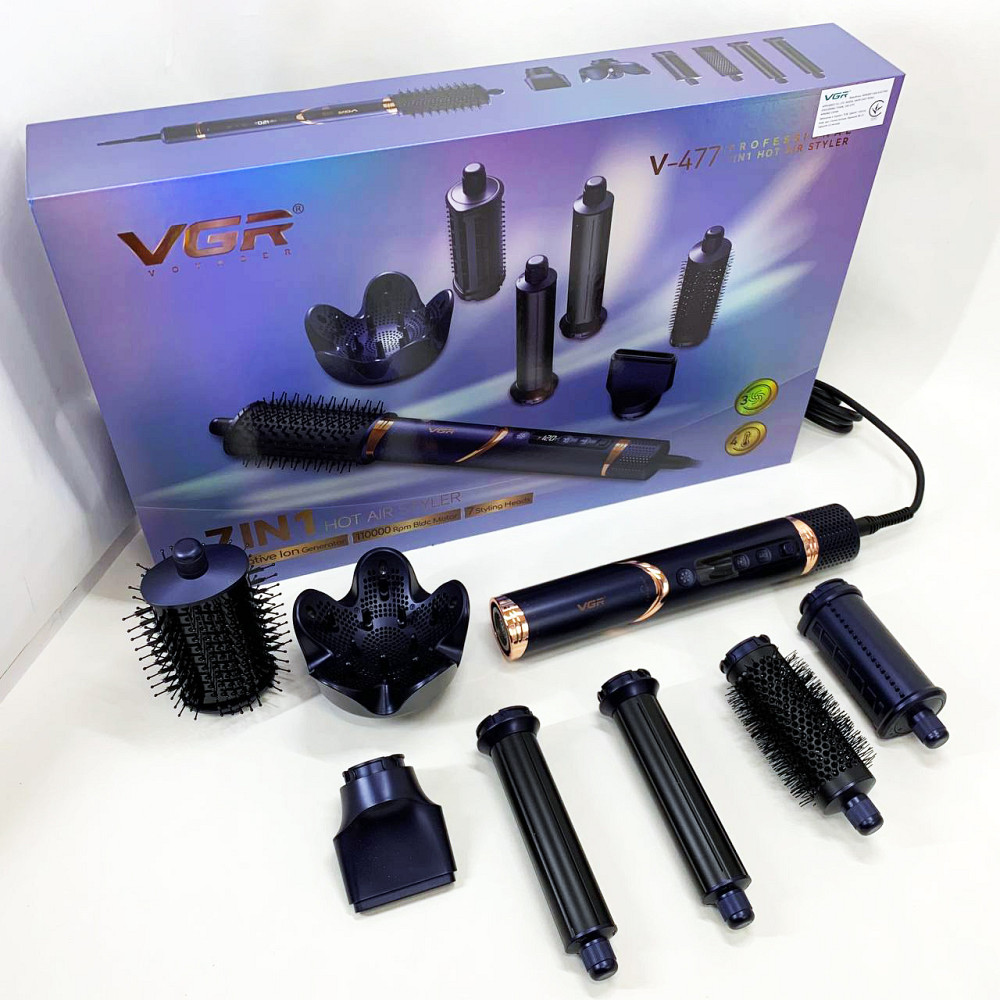 Хороший фен для випрямлення волосся VGR 7 в 1 V-477, Універсальна щітка-фен для волосся YP-39 Львів - фото 9