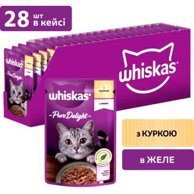 Влажный корм для кошек Whiskas Pure Delight курица в желе 85 г (5900951303333) Винница