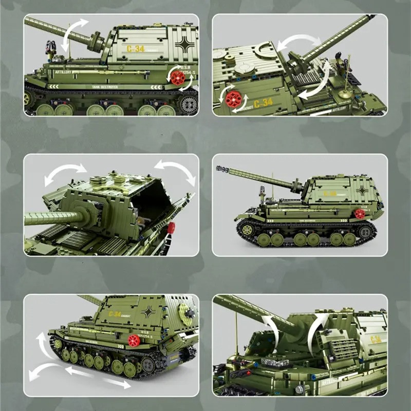 Конструктор детская игровая военная машина-танк самоходная установка против танков T4012 на 2436 деталей Каменец-Подольский - изображение 5