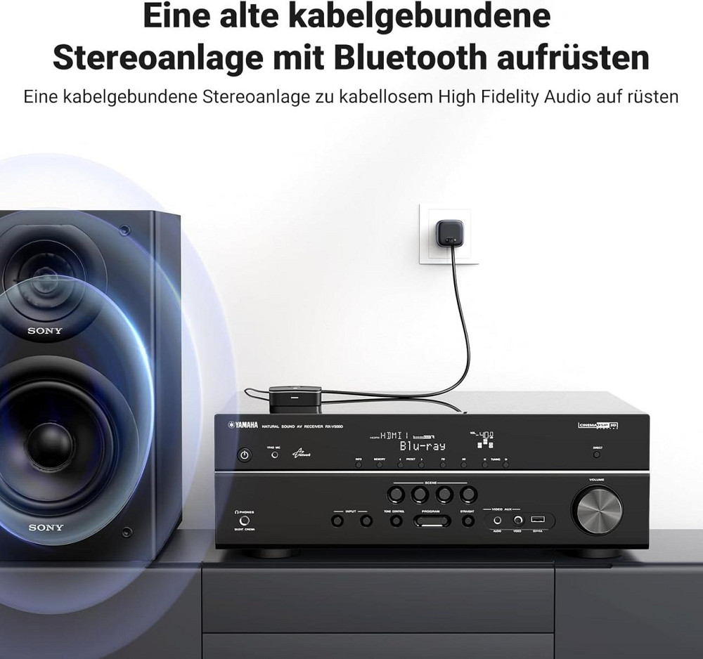 Аудіоадаптер Bluetooth UGREEN BTA-202 чорний Bluetooth 5.1 aptX HD Low Latency ресивер RCA/3.5 мм Dual Pairing для колонок стерео Київ - фото 3