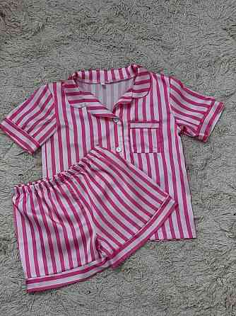 Дитяча піжамка із сатину шорти з сорочкою Малиново-рожевий р.122-128 Харків
