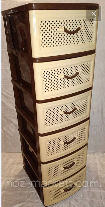 Пластиковый комод на 6 ящиков беж с коричневым Харьков - изображение 4