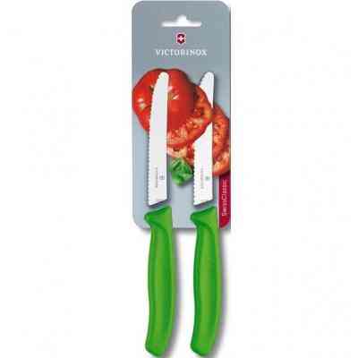 Набор ножей Victorinox SwissClassic 11см, 2шт. в блистере, волнистое лезвие,зеленые (6.7836.L114B) Винница