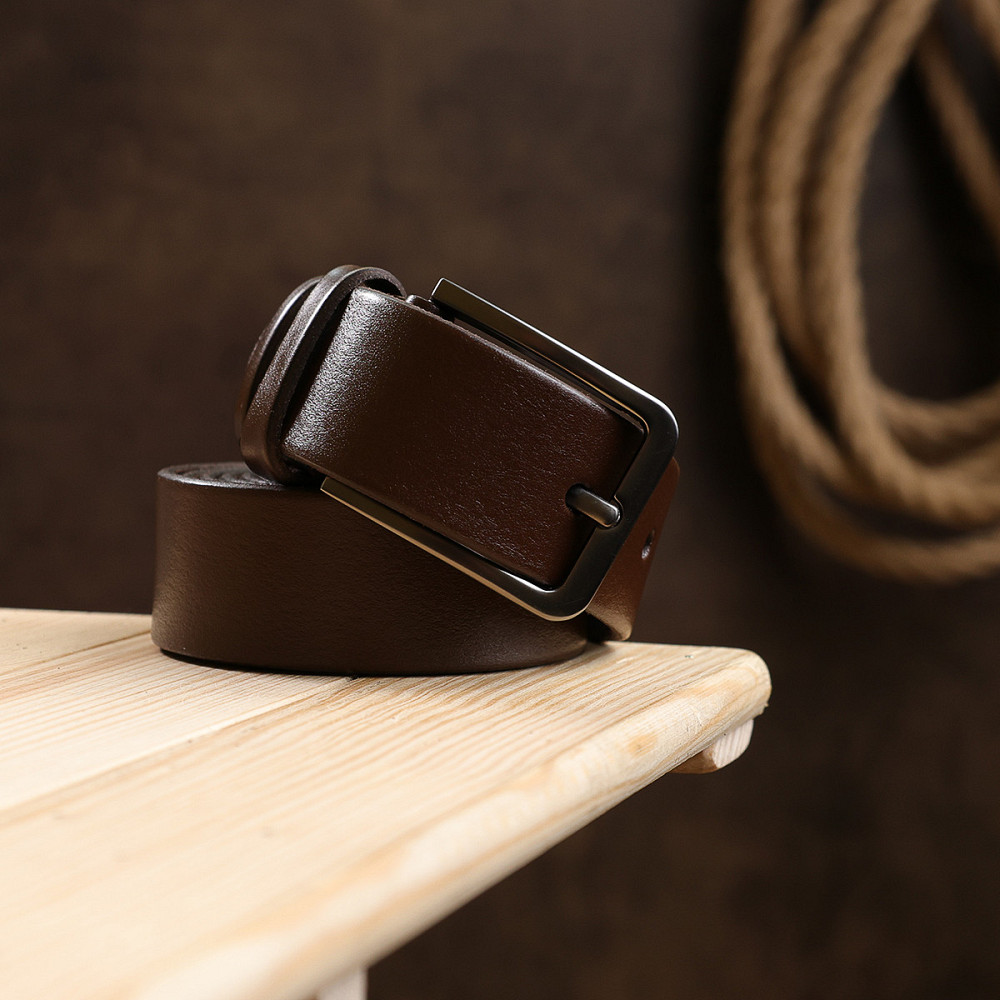 Стильний шкіряний чоловічий ремінь батал Vintage 20713 Коричневий Київ - фото 10