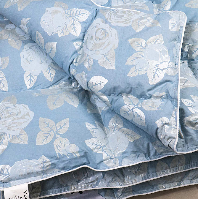 Эксклюзивное пуховое двуспальное одеяло YouStar 100% пух, размер 175х205 см (Голубой) Сумы - изображение 6
