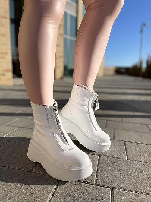 Черевики жіночі ARLEN білі натуральна шкіра зима висота 17см (4908) Коломыя - изображение 9