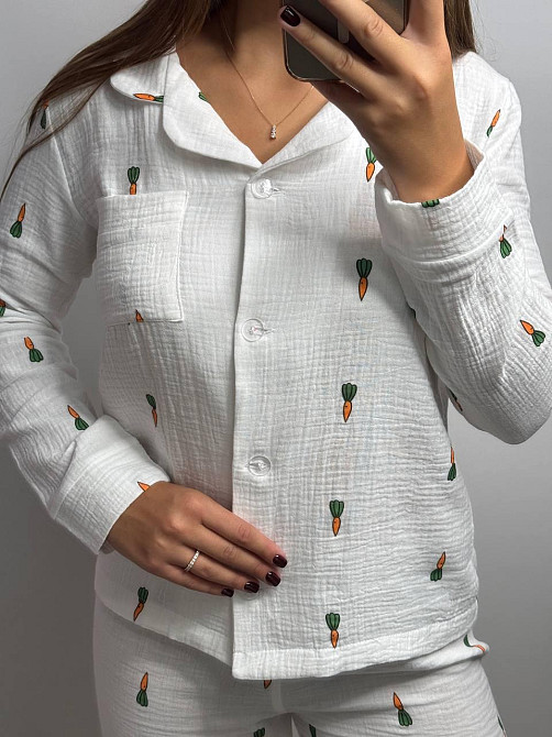 Женский комплект из натуральной ткани Морковка, Молочный, XL-2XL Харьков - изображение 4