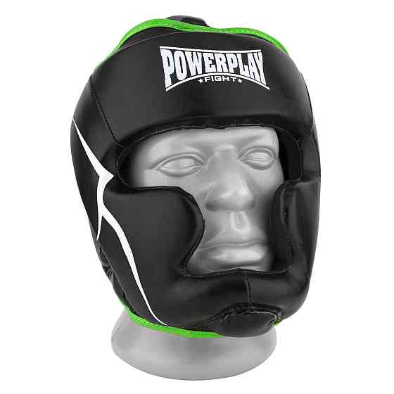 Боксерський шолом тренувальний PowerPlay 3100 PU Чорно-зелений XS Каменское