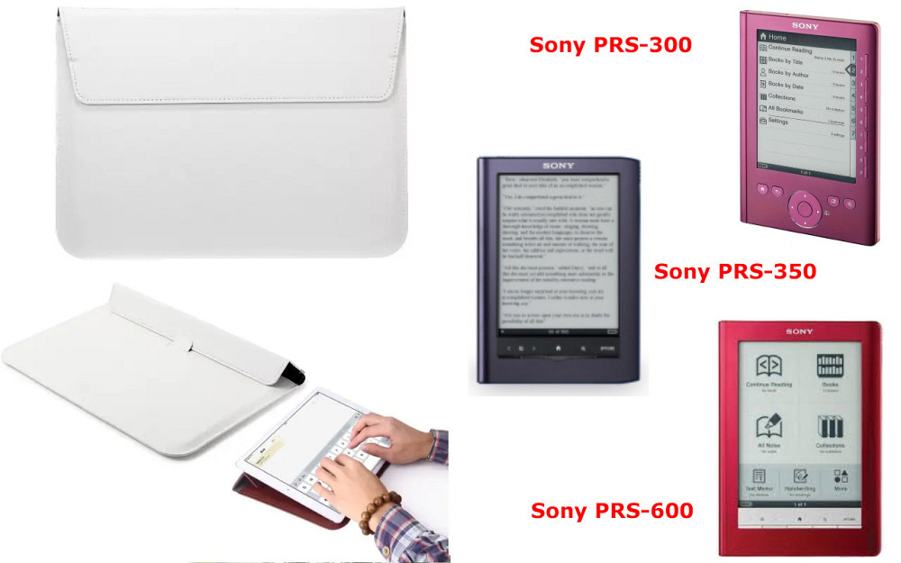 Чехол-конверт VitoCase для Sony PRS-300, PRS-350, PRS-600, с функцией подставки для книги Белый Киев - изображение 1