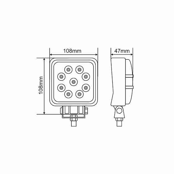 Фара світлодіодна Brevia Epistar Flood 10-30V, 27W (9x3W), 1980Lm, 1шт (10642QFX1) Львів