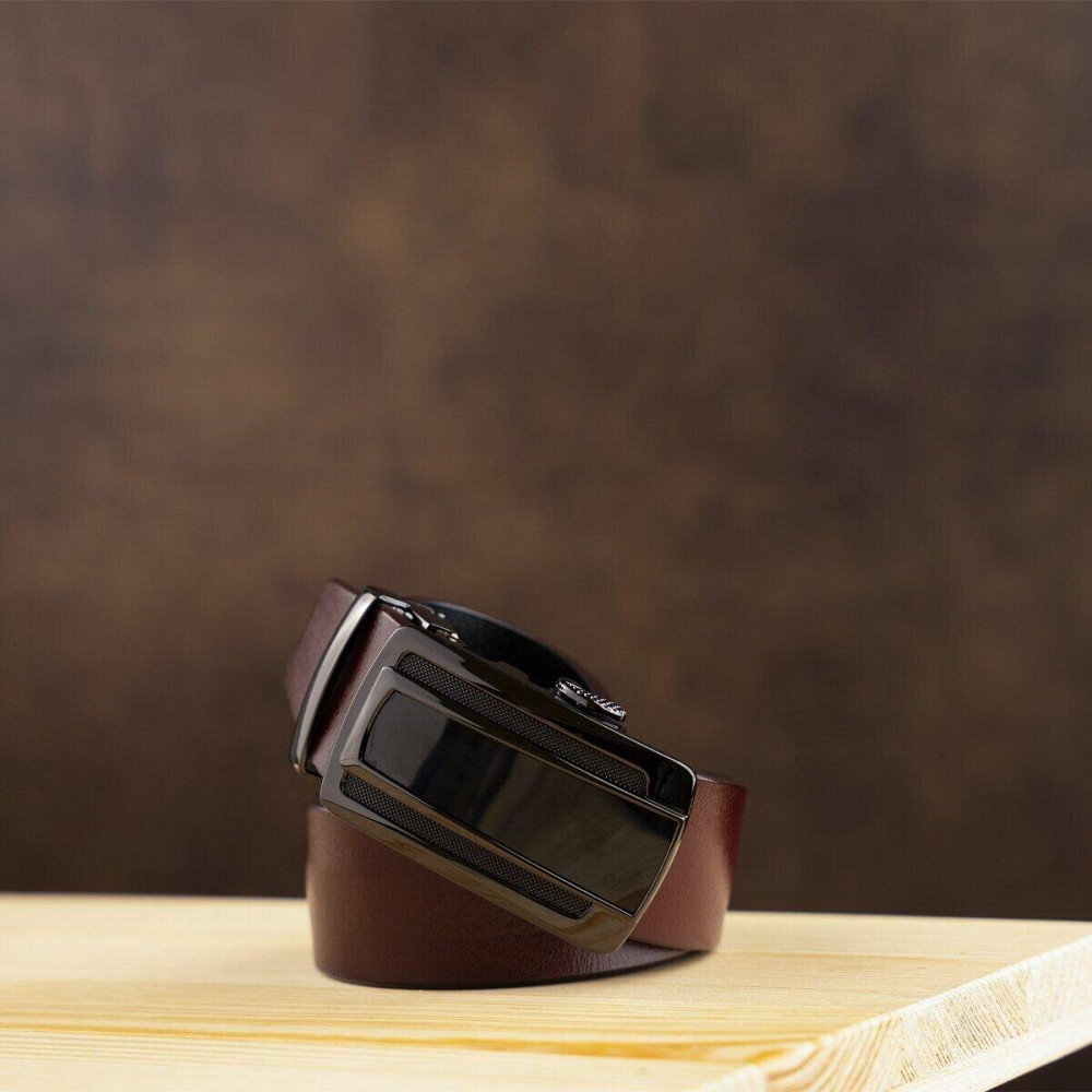 Ремінь чоловічий з темною пряжкою автомат Vintage 20295 Черный Київ - фото 6