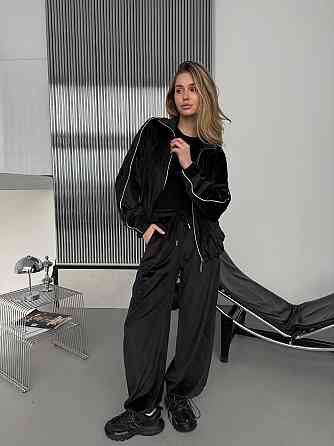 Женский стильный повседневный велюровый костюм двойка Одесса