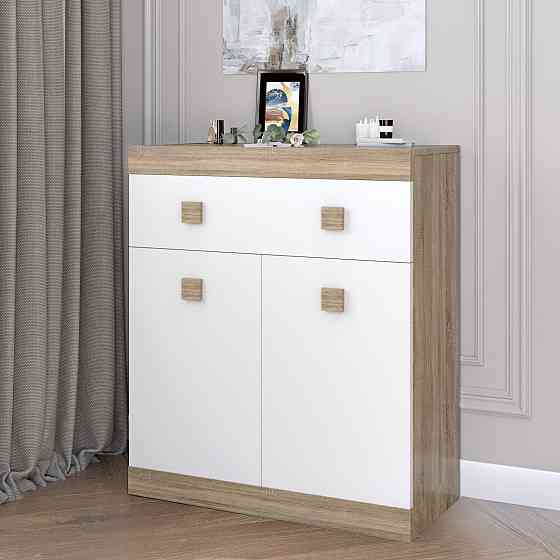 Комод з дверима та ящиком Еверест Соната-4 80х38х94 дуб сонома + білий (DTM-2065) Львів