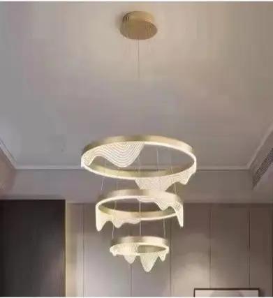 Светодиодная люстра 3 Мира PJ912 (40+60+80см) Золотистая Винница - изображение 3