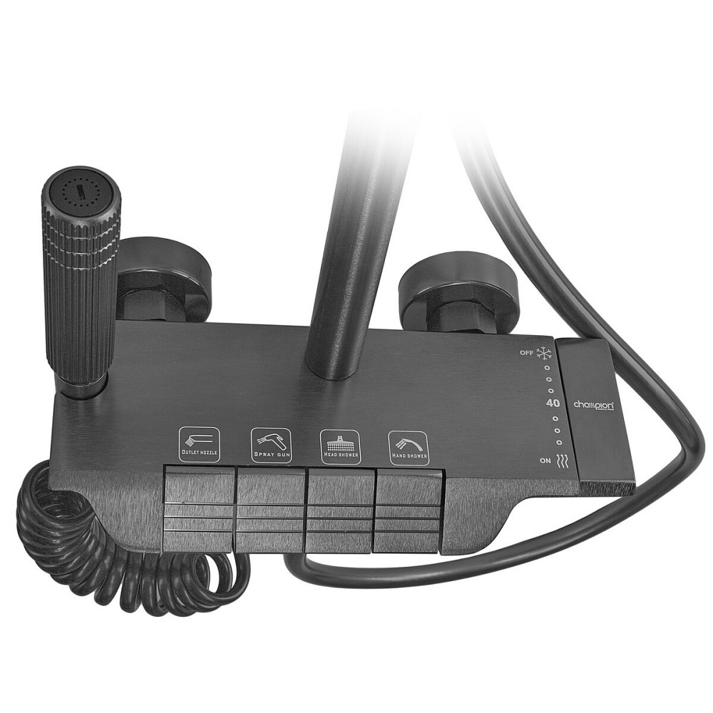 Душова колона Champion PBM-009-J Graphite зі змішувачем з кнопковим перемикачем, 4 режими (CH6501) Київ - фото 7