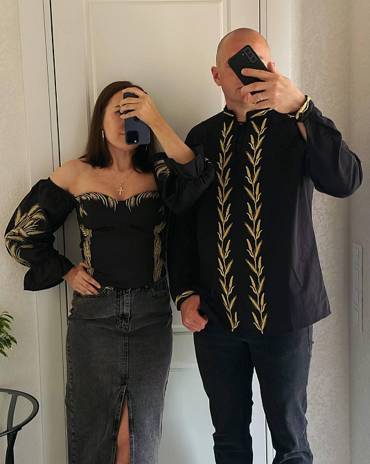 Женская романтичная блуза-корсет с вышивкой 80% хлопок, 20% полиэстер. 46, Черный Одесса - изображение 2