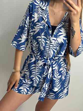 Костюм жіночий літній штапель-шовк Синій XL-2XL Харків