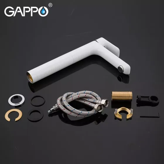 Змішувач для раковини високий GAPPO G1048-2 білий/хром Київ