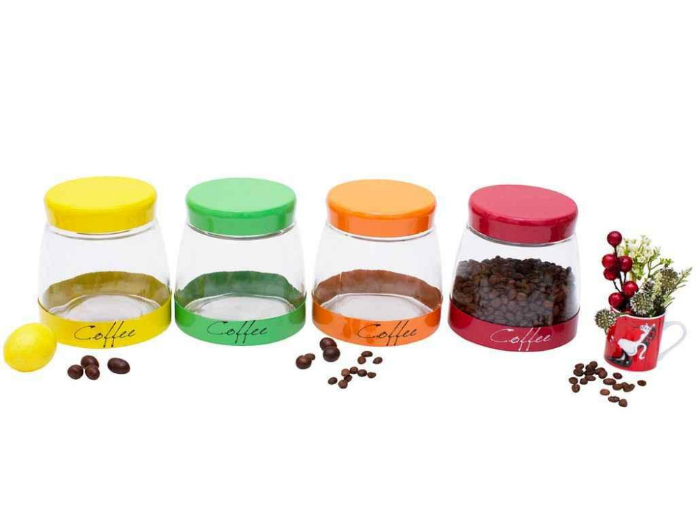Банка 1л з кришкою в асортименті COFFEE 4 дизайни 279-113 ТМ BONADI Київ - фото 1